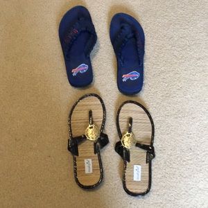 2 pair women’s 6-1/2 sandals.  Buffalo bills